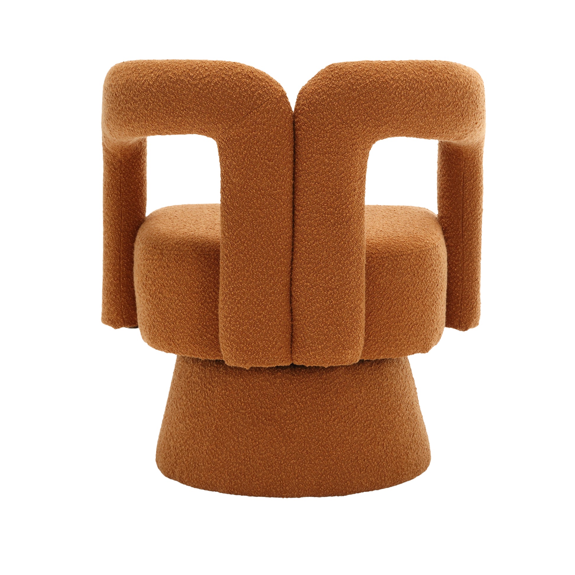 Coolmore 360 Degree Swivel Cuddle Barrel Accent Chairs, Round Armchairs With Wide Upholstered, Fluffy Fabric Chair For Living Room, Bedroom, Office, Waiting Rooms Orange Boucle Orange Foam Boucle