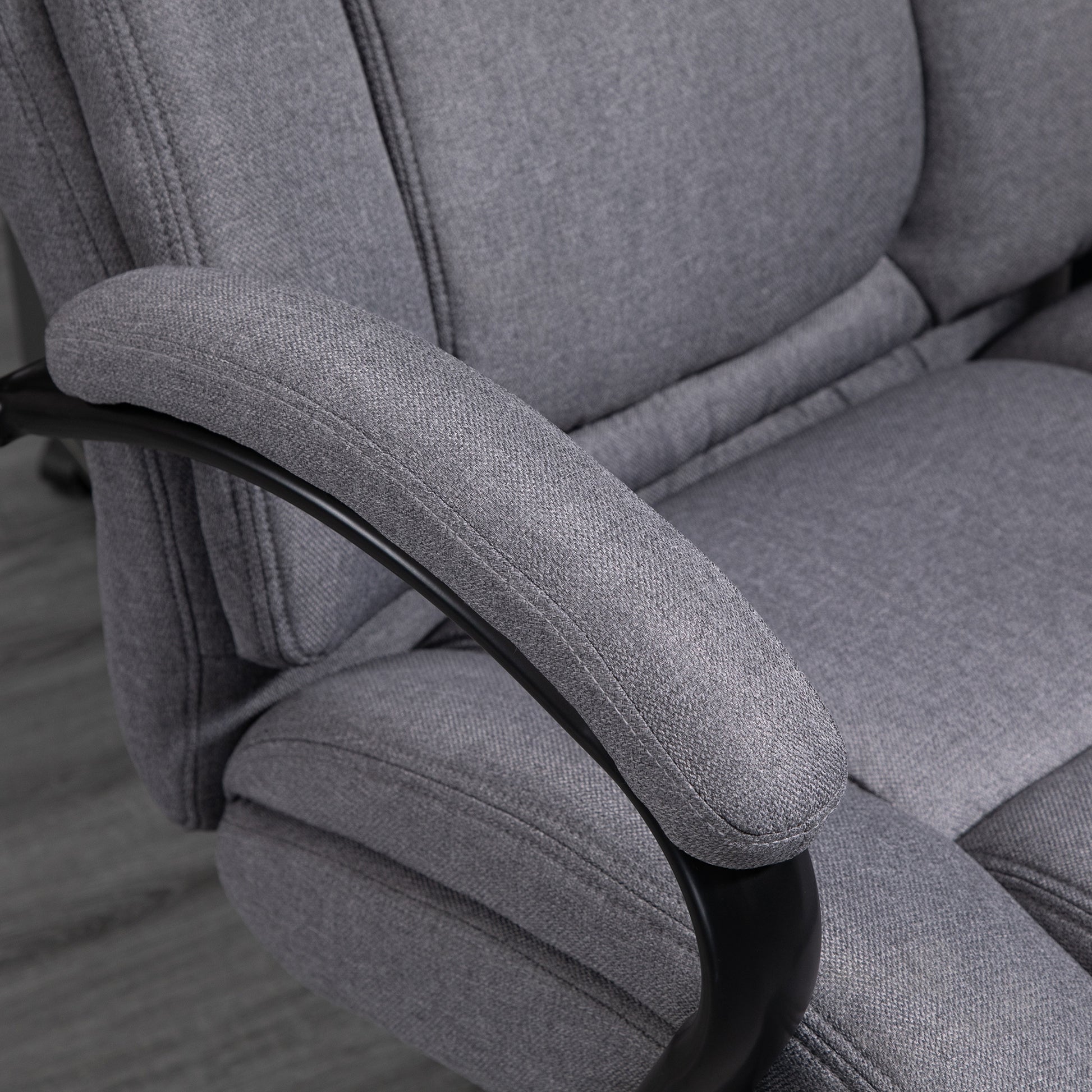 High Back Big And Tall Executive Office Chair 484Lbs With Wide Seat, Computer Desk Chair With Linen Fabric, Adjustable Height, Swivel Wheels, Light Grey Light Grey Polyester