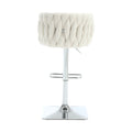 Coolmore Vintage Bar Stools With Back And Footrest Counter Height Dining Chairs 2Pc Set Ivory Boucle