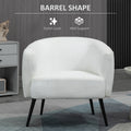 Teddy Fleece Fabric Accent Chair, Mid Century Modern Barrel Armchair With Metal Legs And Soft Padding, Upholstered Single Sofa Side Chair For Living Room, Cream Cream White Foam