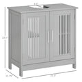 Kleankin Modern Under Sink Cabinet With 2 Doors, Pedestal Under Sink Bathroom Cupboard, Bathroom Vanity Cabinet With Adjustable Shelves, Gray Grey Mdf Metal