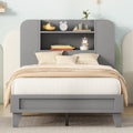 Twin Size Platform Bed With Storage Headboard,Multiple Storage Shelves On Both Sides,Grey Grey Wood