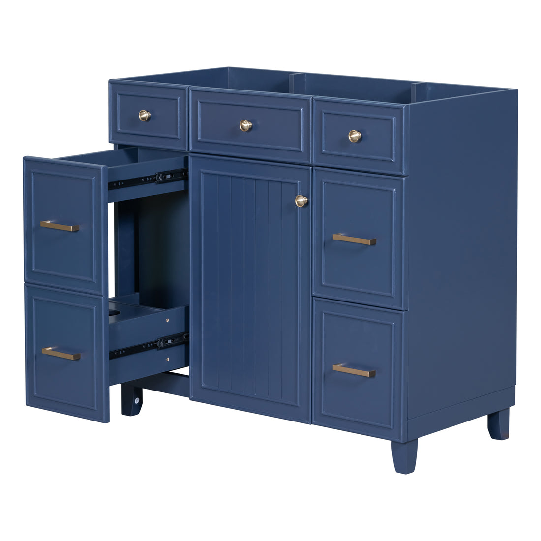 Cabinet Only 36" Bathroom Vanity Blue Navy Blue Solid Wood Mdf