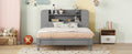 Full Size Platform Bed With Storage Headboard,Multiple Storage Shelves On Both Sides,Grey Grey Wood