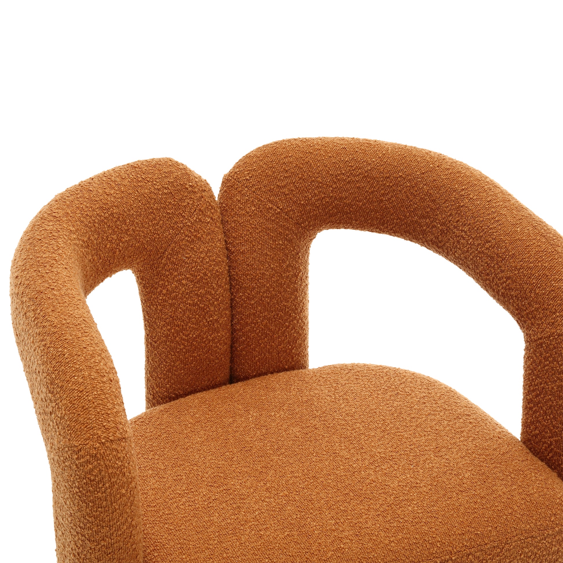 Coolmore 360 Degree Swivel Cuddle Barrel Accent Chairs, Round Armchairs With Wide Upholstered, Fluffy Fabric Chair For Living Room, Bedroom, Office, Waiting Rooms Orange Boucle Orange Foam Boucle