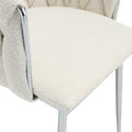 Coolmore Leisure Dining Chairs Accent Chair Velvet Accent Lounge Chair With Metal Feet 2Pc Set Ivory Boucle