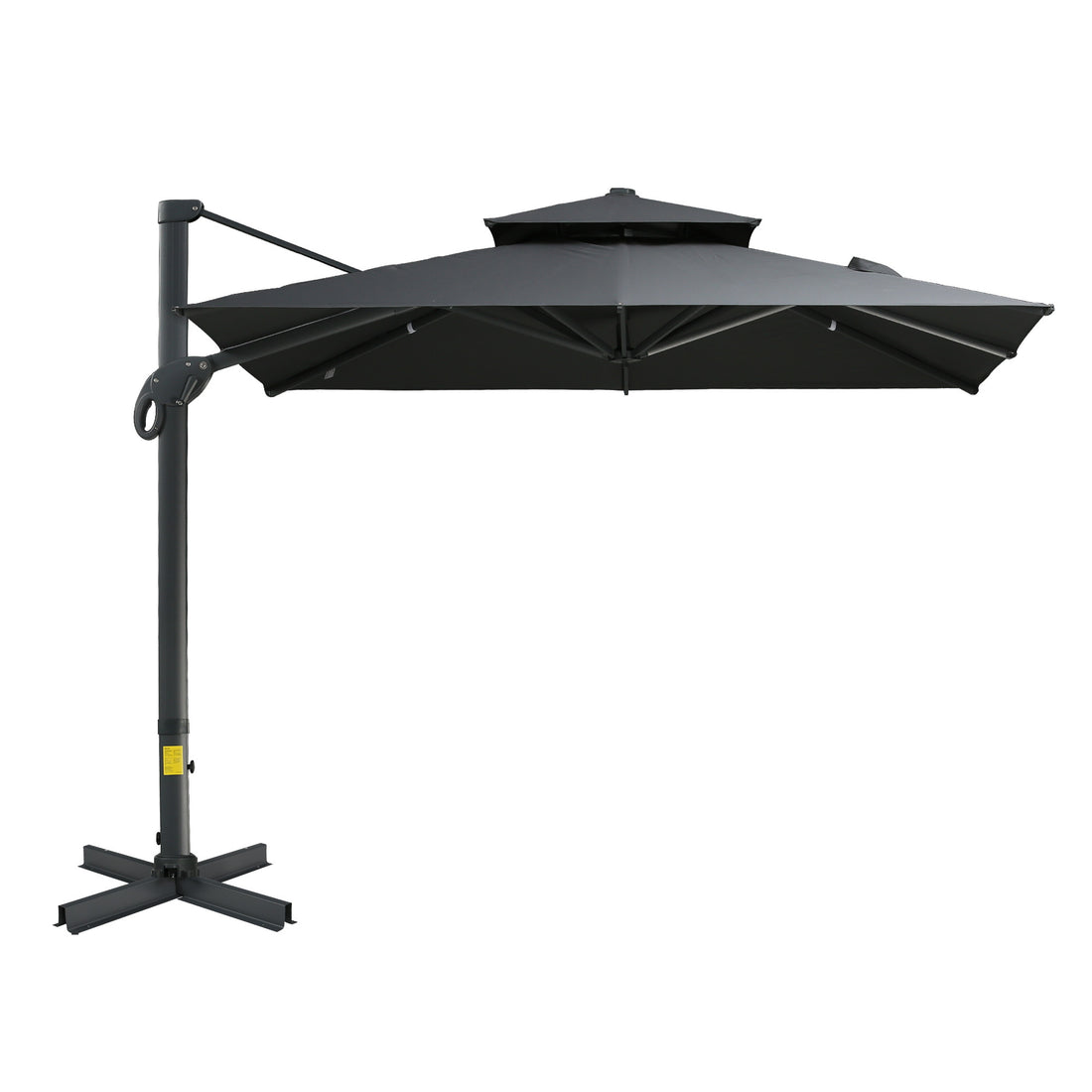 10Ft Offset Patio Umbrella, Hanging Cantilever Umbrella, Square Shape, Aluminum Cross Base, Tilt, 360 Degree Rotation, Gray Gray Aluminium