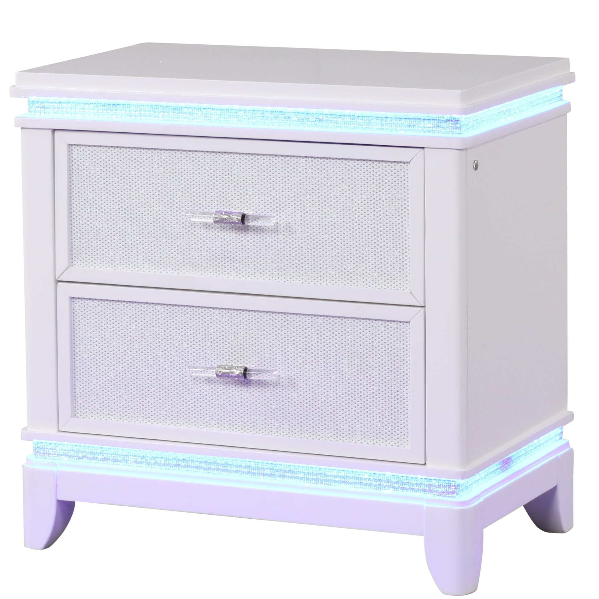 Opium Nightstand In Milky White White White 2 Drawers Bedroom Contemporary,Modern Drawers Wood