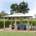 10' X 13' Patio Gazebo, Outdoor Gazebo Canopy Shelter With Curtains, Vented Roof, All Weather Steel Frame, For Garden, Lawn, Backyard And Deck, Cream White White Steel