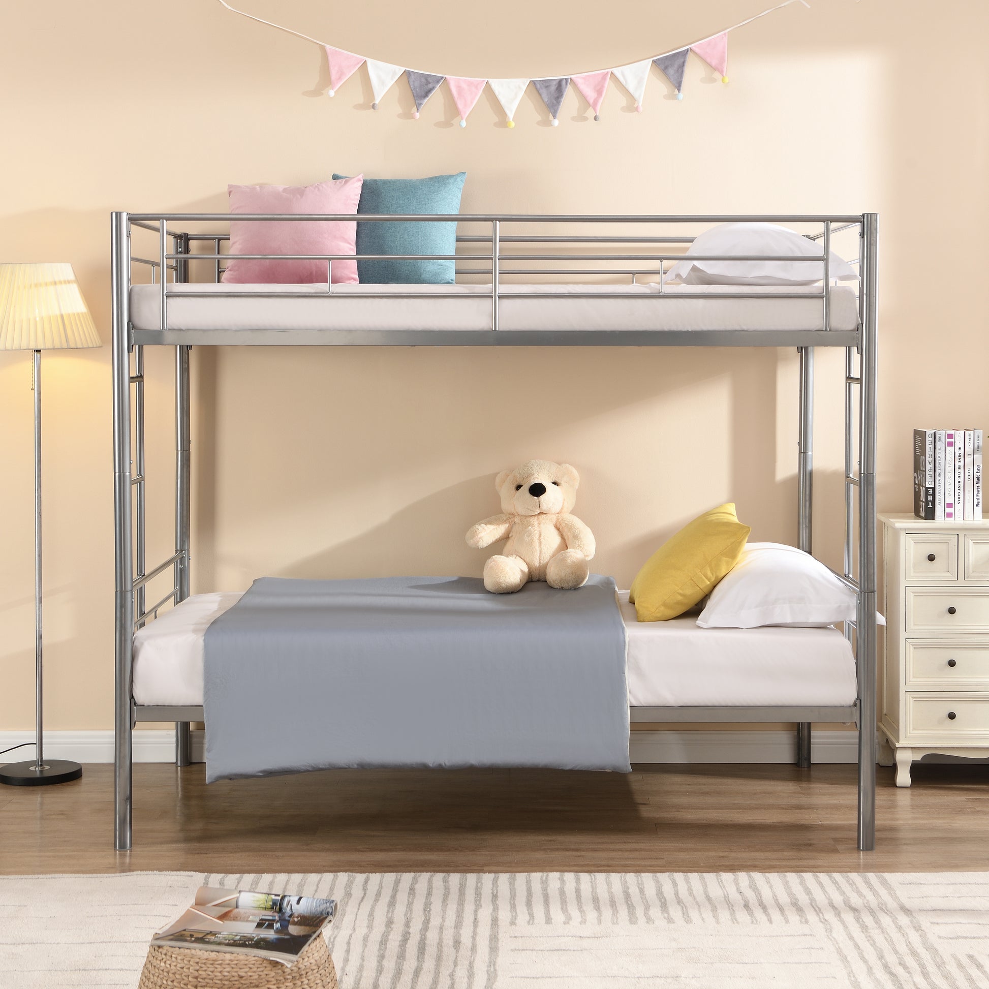 Metal Bunk Bed Silver Silver Metal