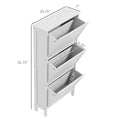 Narrow Shoe Storage Cabinet For Entryway With 3 Flip Drawers, Slim Shoe Rack Organizer With Louvered Doors For 6 Pairs Of Shoes, White White Mdf