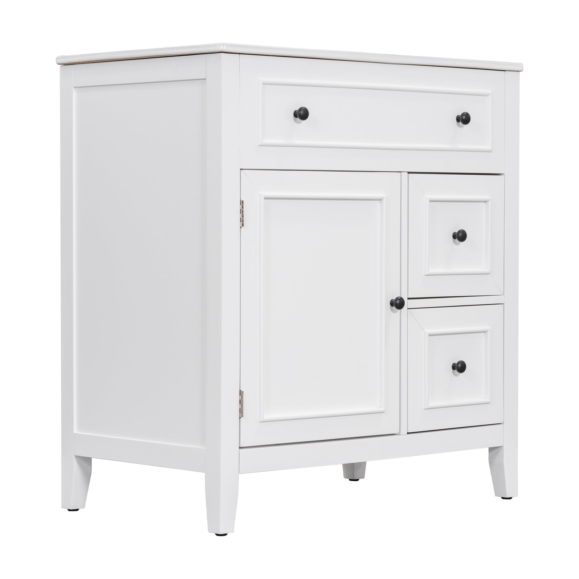 30" Bathroom Vanity With Sink Top, Bathroom Vanity Cabinet With Door And Two Drawers, Solid Wood Frame, One Package, White Old Sku:Wf311620Aak White Solid Wood Mdf