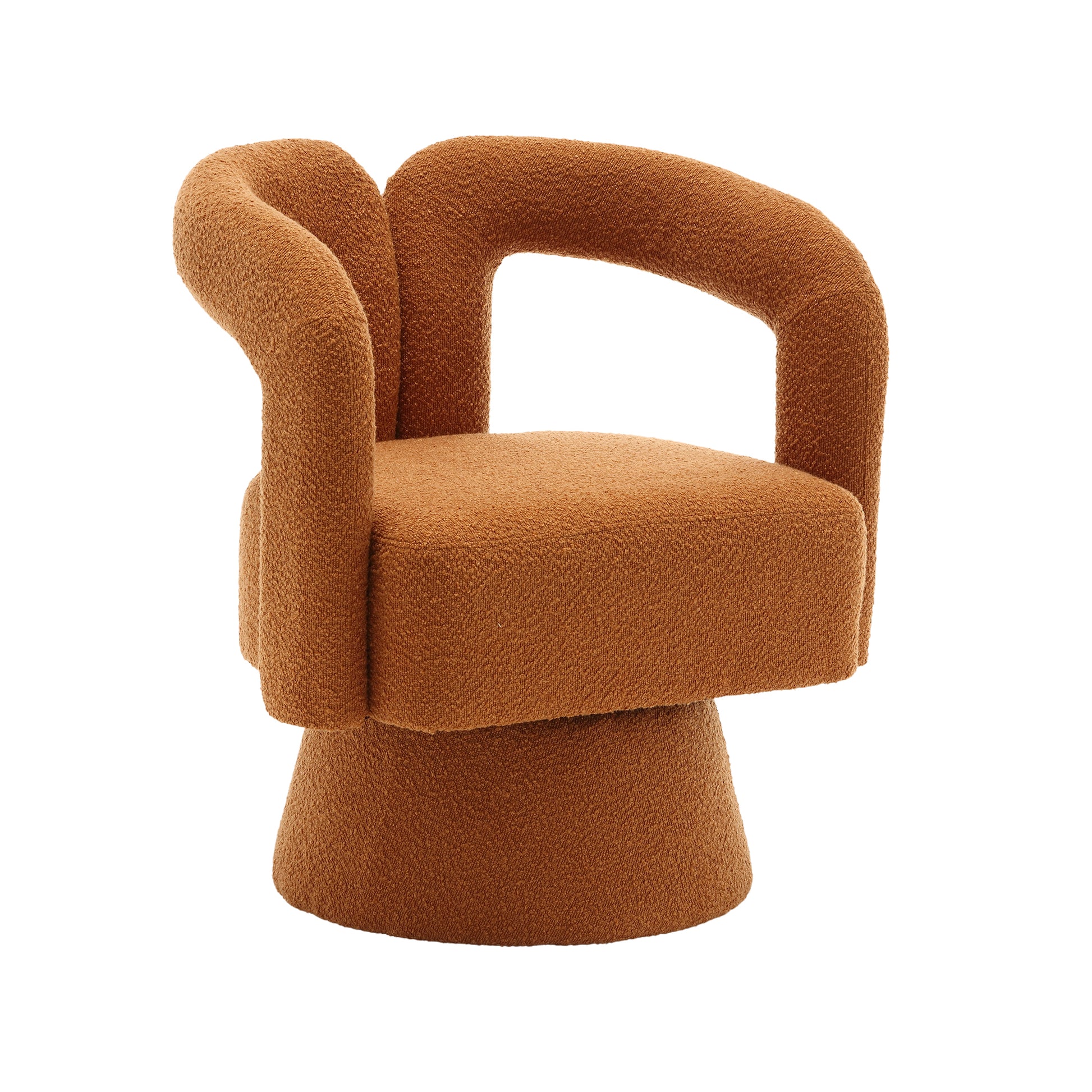 Coolmore 360 Degree Swivel Cuddle Barrel Accent Chairs, Round Armchairs With Wide Upholstered, Fluffy Fabric Chair For Living Room, Bedroom, Office, Waiting Rooms Orange Boucle Orange Foam Boucle