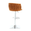 Coolmore Vintage Bar Stools With Back And Footrest Counter Height Dining Chairs 2Pc Set Orange Boucle