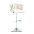 Coolmore Vintage Bar Stools With Back And Footrest Counter Height Dining Chairs 2Pc Set Ivory Boucle