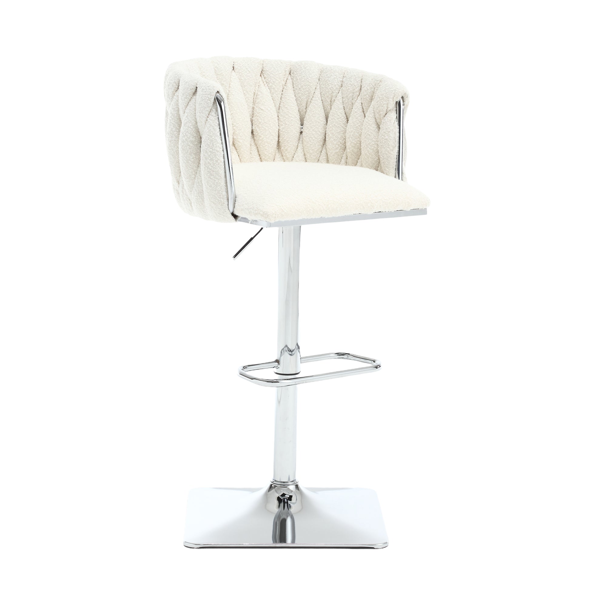 Coolmore Vintage Bar Stools With Back And Footrest Counter Height Dining Chairs 2Pc Set Ivory Boucle