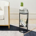 Glass Oval Small Side Tables Living Room Small Space With Magazines Organizer Storage Space Black Bedroom Oval American Design Storage Stainless Steel