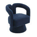 Coolmore 360 Degree Swivel Cuddle Barrel Accent Chairs, Round Armchairs With Wide Upholstered, Fluffy Fabric Chair For Living Room, Bedroom, Office, Waiting Rooms Navy Boucle Navy Foam Boucle