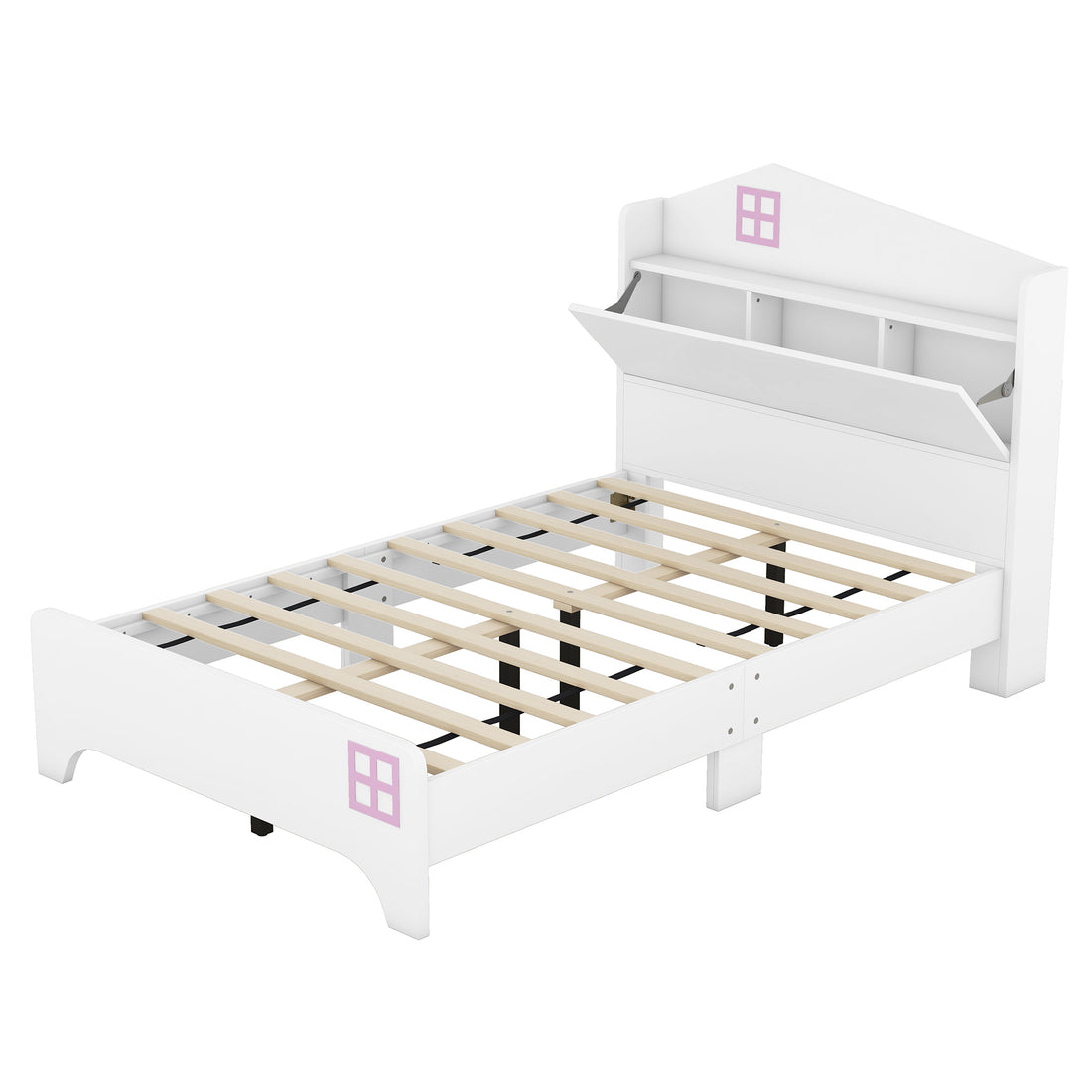 3 Pieces Bedroom Sets Twin Size House Bed With Storage Headboard, Wooden Nightstand And Storage Dresser,White White Wood