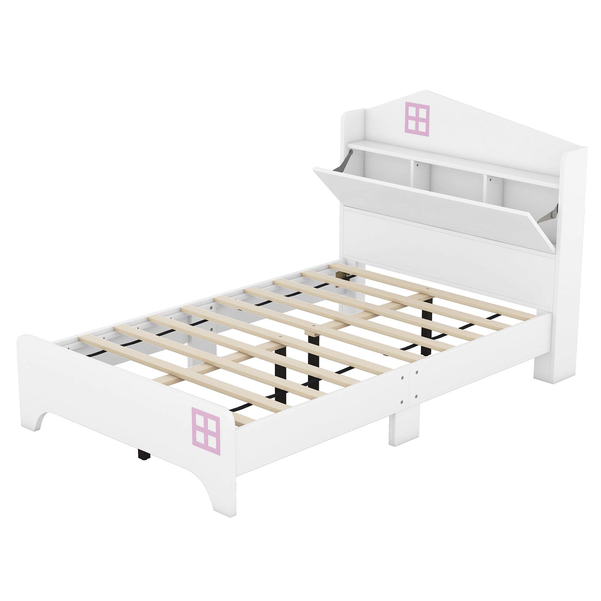 3 Pieces Bedroom Sets Twin Size House Bed With Storage Headboard, Wooden Nightstand And Storage Dresser,White White Wood