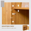 Bathroom Storage Cabinet, Bamboo Floor Cabinet With Drawers, Double Doors And Adjustable Shelves, Natural Natural Wood Bamboo