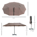 14Ft Patio Umbrella Double Sided Outdoor Market Extra Large Umbrella With Crank, Cross Base For Deck, Lawn, Backyard And Pool, Brown Brown Steel