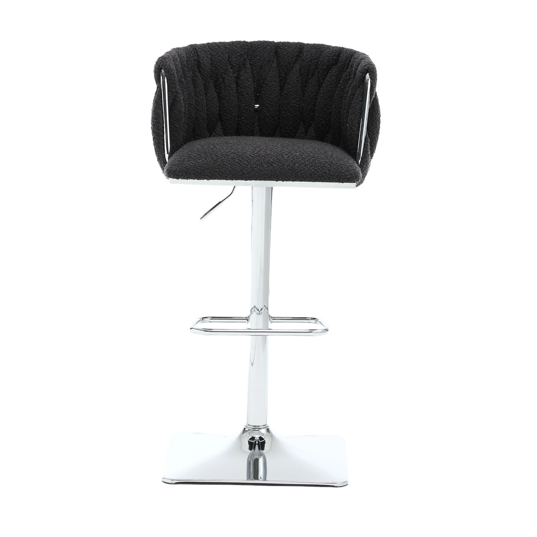 Coolmore Vintage Bar Stools With Back And Footrest Counter Height Dining Chairs 2Pc Set Black Boucle