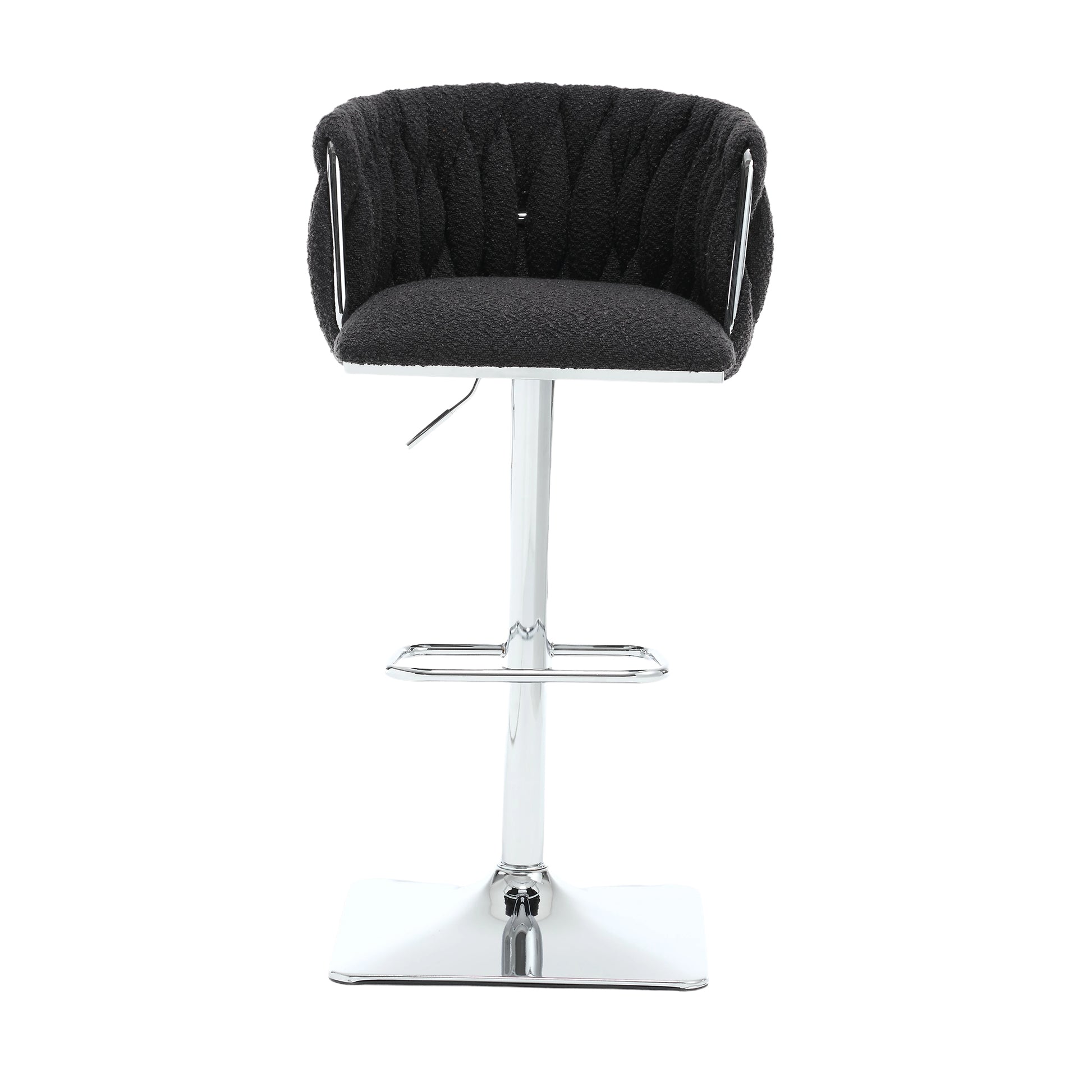 Coolmore Vintage Bar Stools With Back And Footrest Counter Height Dining Chairs 2Pc Set Black Boucle