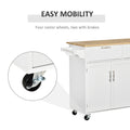 Mobile Kitchen Island With Storage, Kitchen Cart With Wood Top, Storage Drawers, 3 Door Cabinets, Adjustable Shelves And Towel Rack, White White Mdf