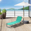 Foldable Outdoor Chaise Lounge Chair, 5 Level Reclining Camping Tanning Chair With Strong Oxford Fabric For Beach, Yard, Patio, Pool, Green Green Steel