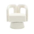 Coolmore 360 Degree Swivel Cuddle Barrel Accent Chairs, Round Armchairs With Wide Upholstered, Fluffy Fabric Chair For Living Room, Bedroom, Office, Waiting Rooms Beige Boucle Beige Foam Boucle