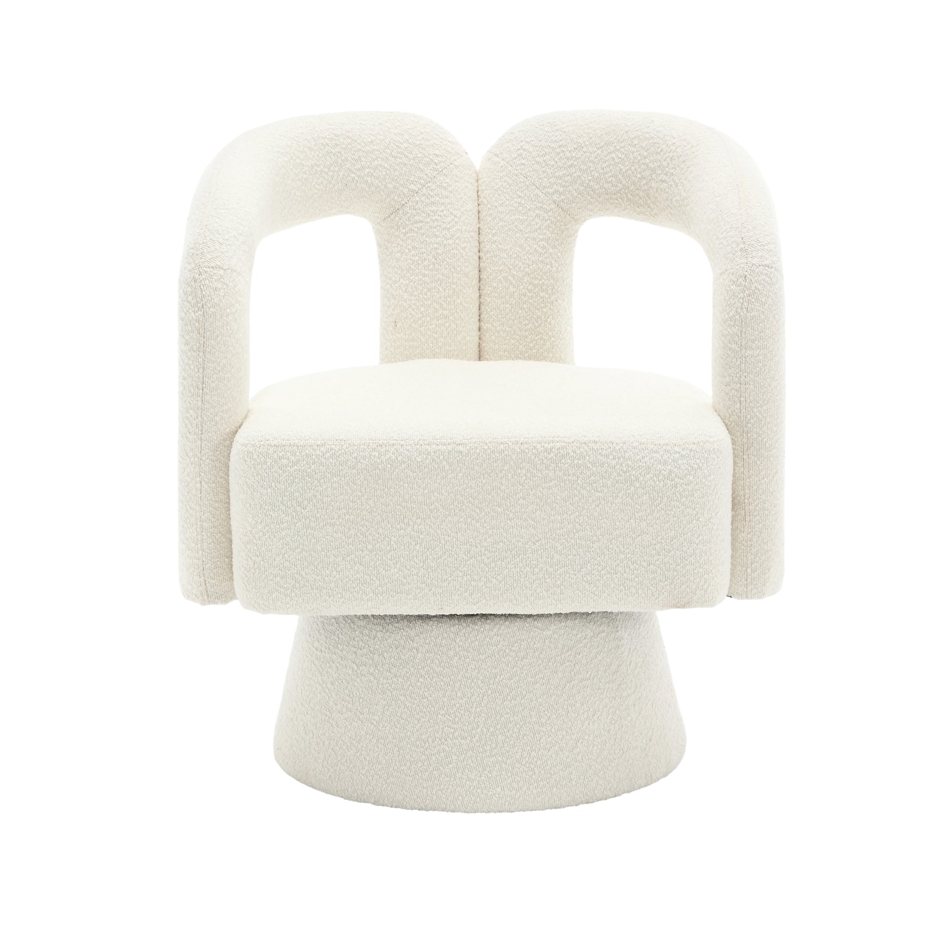 Coolmore 360 Degree Swivel Cuddle Barrel Accent Chairs, Round Armchairs With Wide Upholstered, Fluffy Fabric Chair For Living Room, Bedroom, Office, Waiting Rooms Beige Boucle Beige Foam Boucle