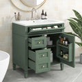 30'' Bathroom Vanity With Top Sink, Modern Bathroom Storage Cabinet With 2 Drawers And A Tip Out Drawer, Single Sink Bathroom Vanity Same As Sw000103Aaf Green Mdf