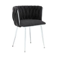 Coolmore Leisure Dining Chairs Accent Chair Velvet Accent Lounge Chair With Metal Feet 2Pc Set Black Boucle