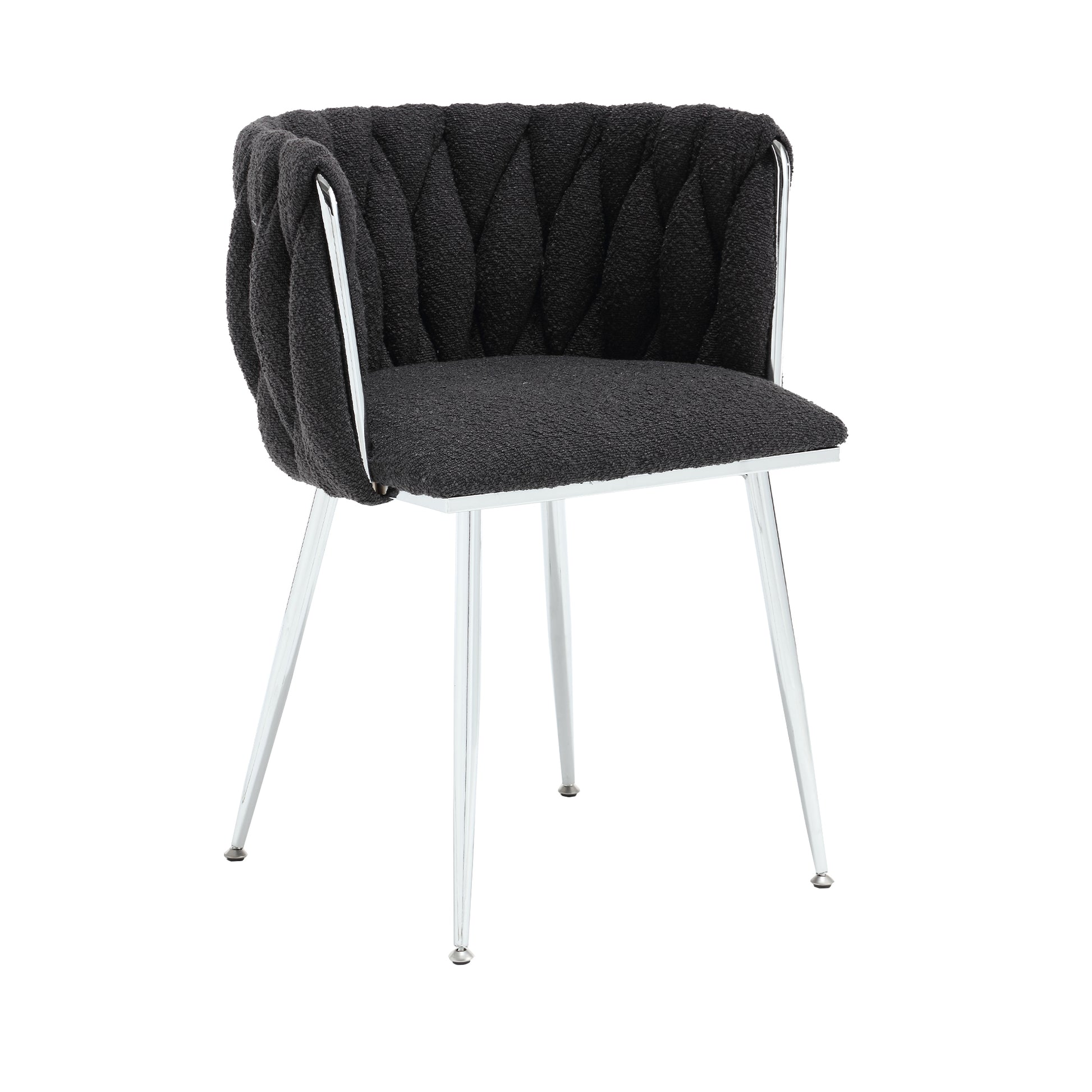 Coolmore Leisure Dining Chairs Accent Chair Velvet Accent Lounge Chair With Metal Feet 2Pc Set Black Boucle