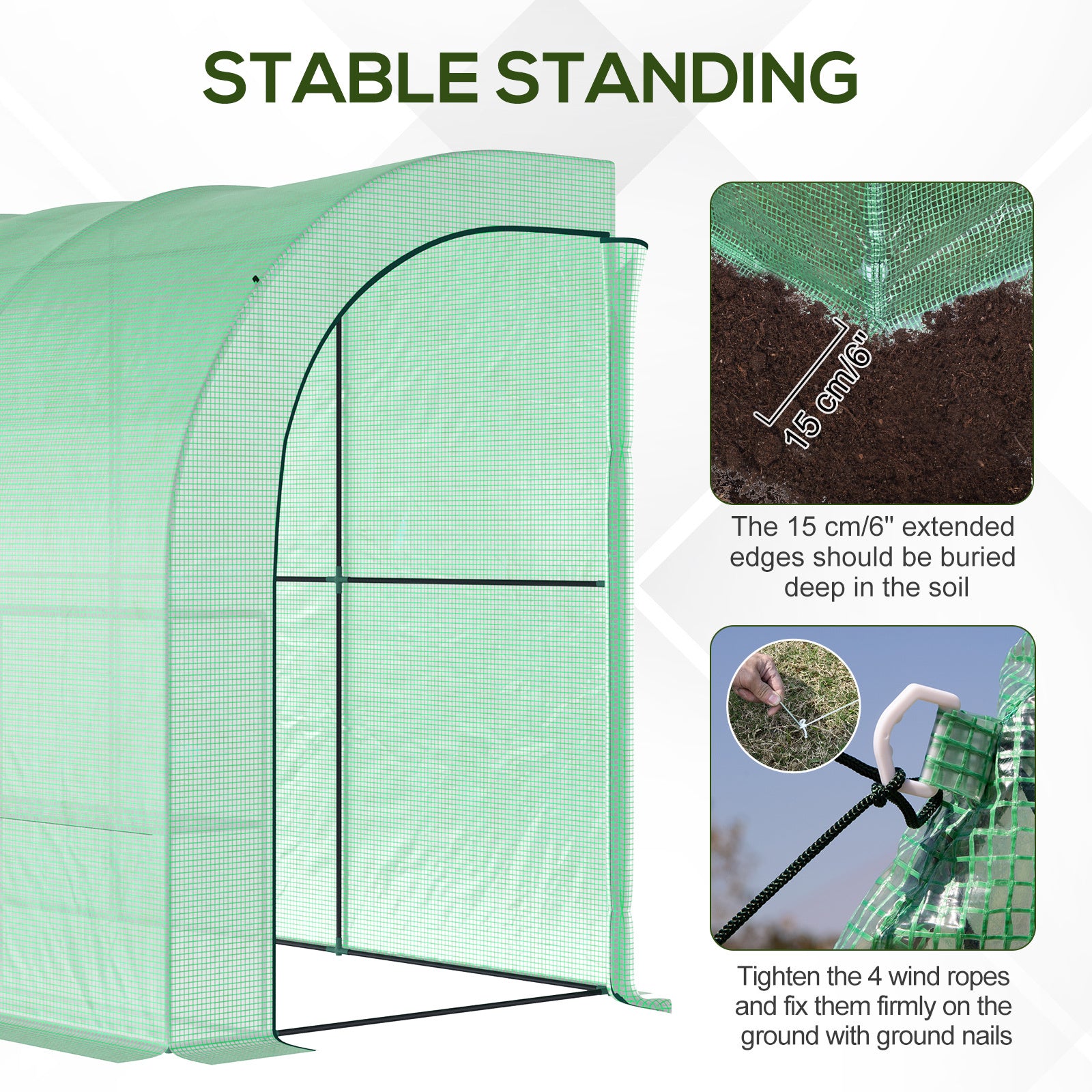 10' X 5' X 7' Lean To Greenhouse, Walk In Green House, Plant Nursery With 2 Roll Up Doors And Windows, Pe Cover And 3 Wire Shelves, Green Green Polyethylene