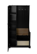 Hall Tree With Bench, Storage Cabinet, Suitable For Living Room, Entryway, Bedroom Black Mdf