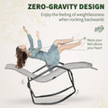 Rocking Sun Lounger, Chaise Lounge Rocker For Sunbathing, Sun Tanning, Foldable, Portable Outdoor Patio Chair, Gray Gray Steel