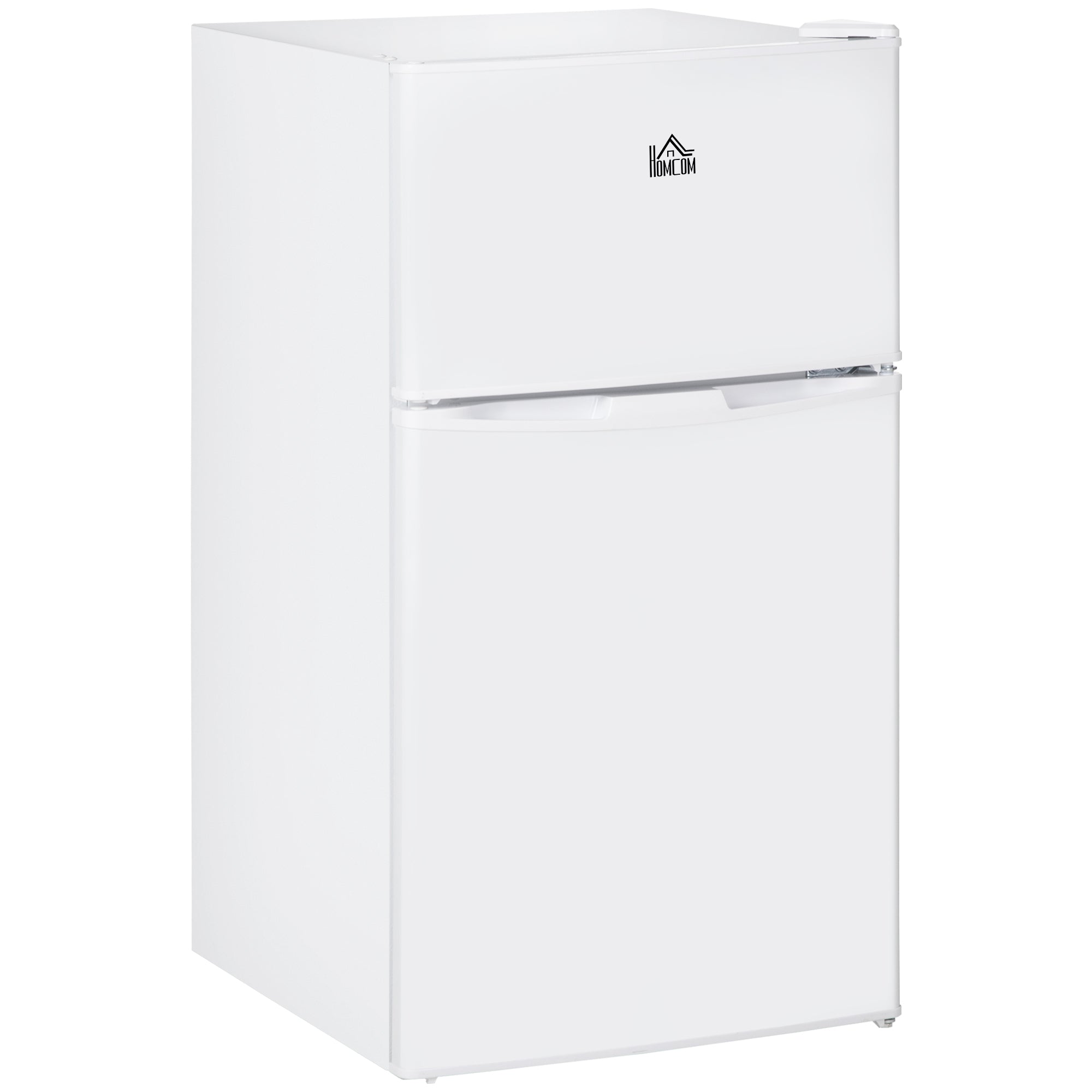 Double Door Mini Fridge With Freezer, 3.2 Cu.Ft Compact Refrigerator With Adjustable Shelf, Adjustable Thermostat And Reversible Door For Bedroom, Dorm, Home Office, White White Steel