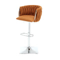 Coolmore Vintage Bar Stools With Back And Footrest Counter Height Dining Chairs 2Pc Set Orange Boucle