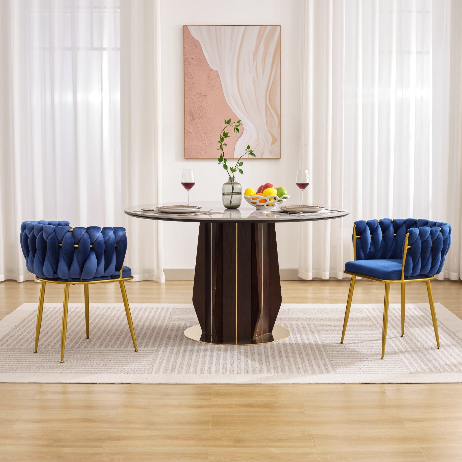 Living Room Chairs,Velvet Makeup Vanity Chair With Back Arm Modern Bedroom Accent Chair Elegant Comfy Single Upholstered Chair With Gold Metal Legs Blue,2 Set Blue Foam Velvet