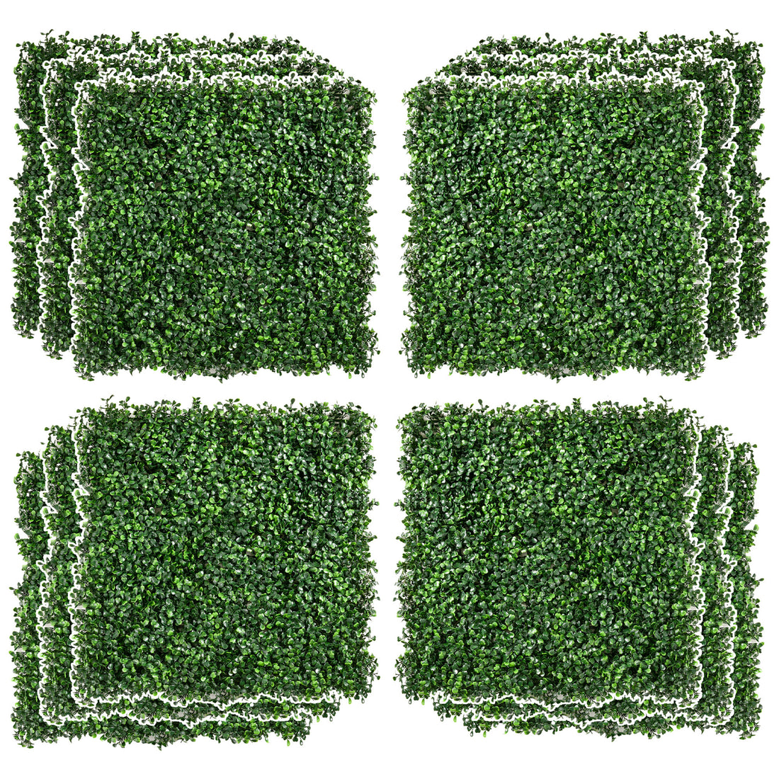 12 Pcs 20" X 20" Artificial Boxwood Panels Topiary Wall Greenery Backdrop, Privacy Hedge Screen Uv Protected 4Layer Roll Grass Panel Fence Decor Outdoor Indoor Garden Backyard, Light Green Green Polyethylene