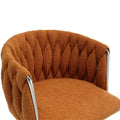 Coolmore Vintage Bar Stools With Back And Footrest Counter Height Dining Chairs 2Pc Set Orange Boucle