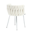 Coolmore Leisure Dining Chairs Accent Chair Velvet Accent Lounge Chair With Metal Feet 2Pc Set Ivory Boucle