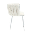 Coolmore Leisure Dining Chairs Accent Chair Velvet Accent Lounge Chair With Metal Feet 2Pc Set Ivory Boucle