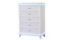Opium Queen 5 Pc Bedroom Set In Milky White Box Spring Required Queen White Wood 5 Piece Set Bedroom Bed Included,Chest Included,Dresser Included,Mirror Included,Nightstand Included Contemporary,Modern Upholstered Built In Lighting Wood