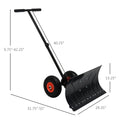 Snow Shovel With Wheels, Snow Pusher, Cushioned Adjustable Angle Handle Snow Removal Tool, 29