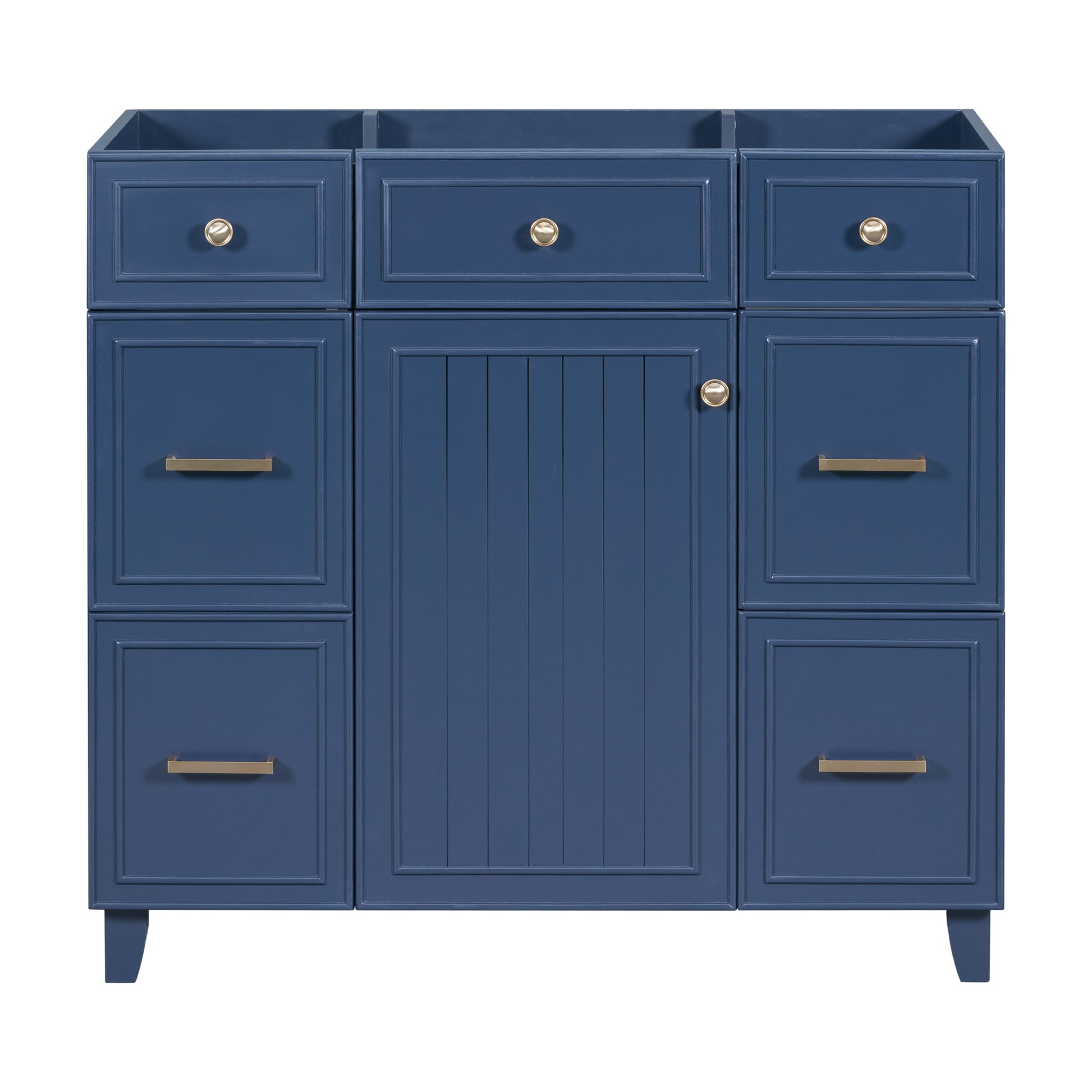 Cabinet Only 36" Bathroom Vanity Blue Navy Blue Solid Wood Mdf