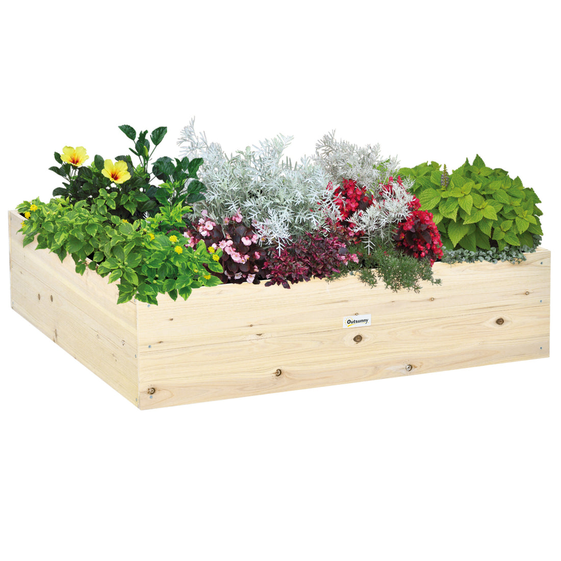 Wooden Raised Garden Bed Kit, Elevated Planter Box With Bed Liner For Backyard, Patio To Grow Vegetables, Herbs, And Flowers, 4' X 4' X 12" Natural Wood