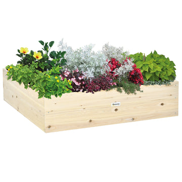 Wooden Raised Garden Bed Kit, Elevated Planter Box With Bed Liner For Backyard, Patio To Grow Vegetables, Herbs, And Flowers, 4' X 4' X 12" Natural Wood